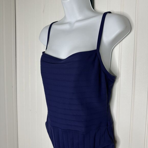 La Blanca by Rod Bettie One Piece Swimsuit Sz 16 Dark Blue Bathing Suit Textured - Picture 3 of 16